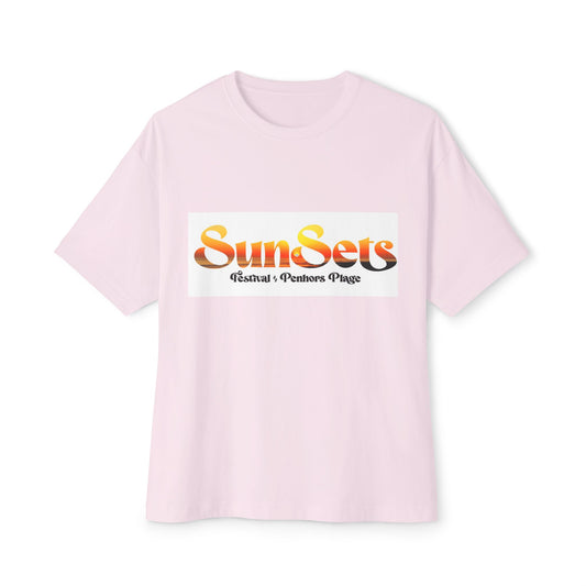 Sunset Vibes Unisex Oversized Tee, Relaxed Fit Summer Shirt, Beach Day Apparel, Gift for Optimists, Festival Wear